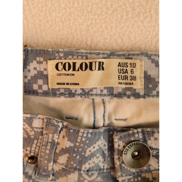 COTTON ON JEANS Women's Size 6 SKINNY Digital Tribal Blue NEW - Picture 4 of 10